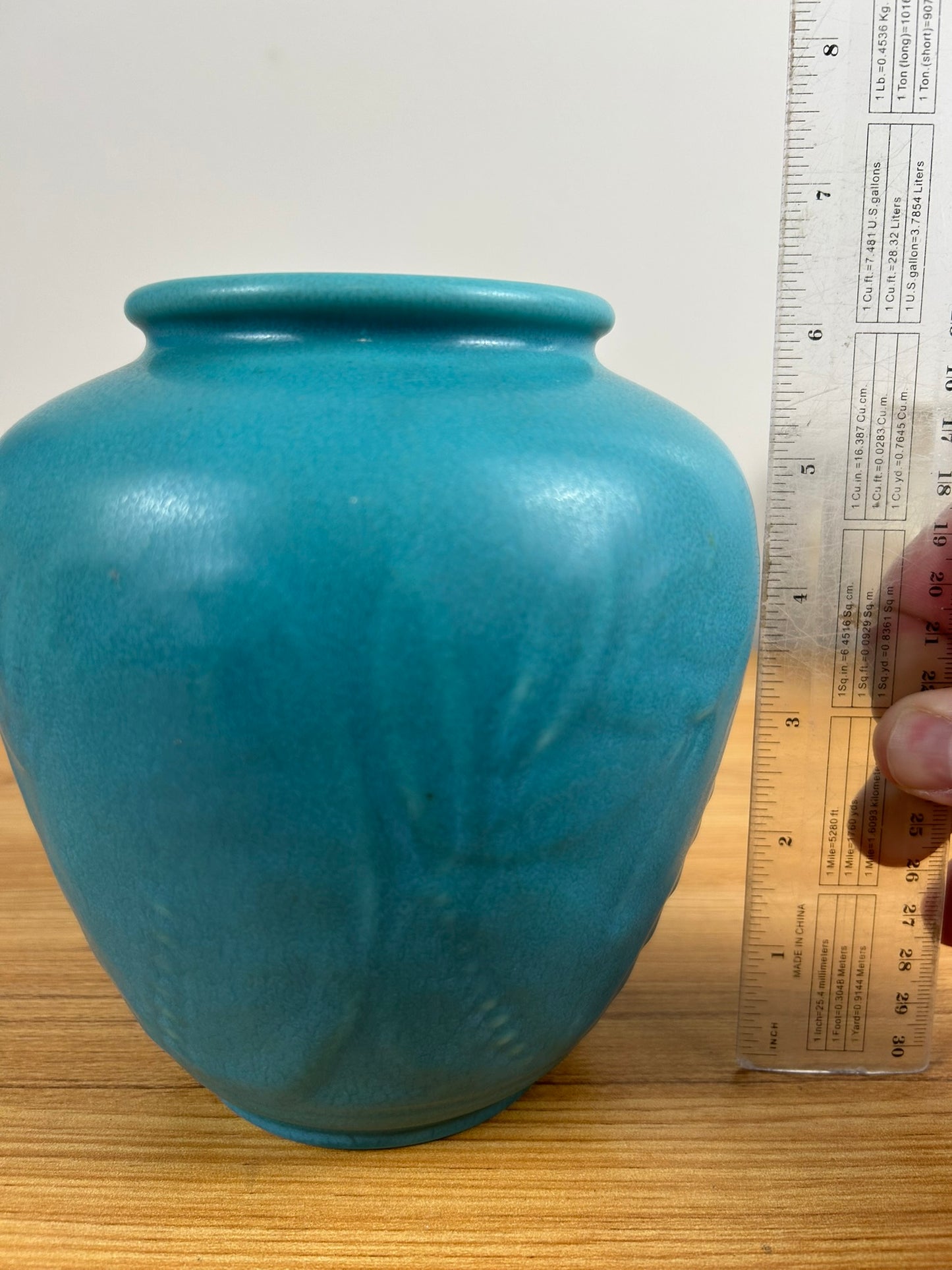 Rookwood Pottery 1934 Vase #6218 Seafoam Blue 6 1/4" Floral Motif