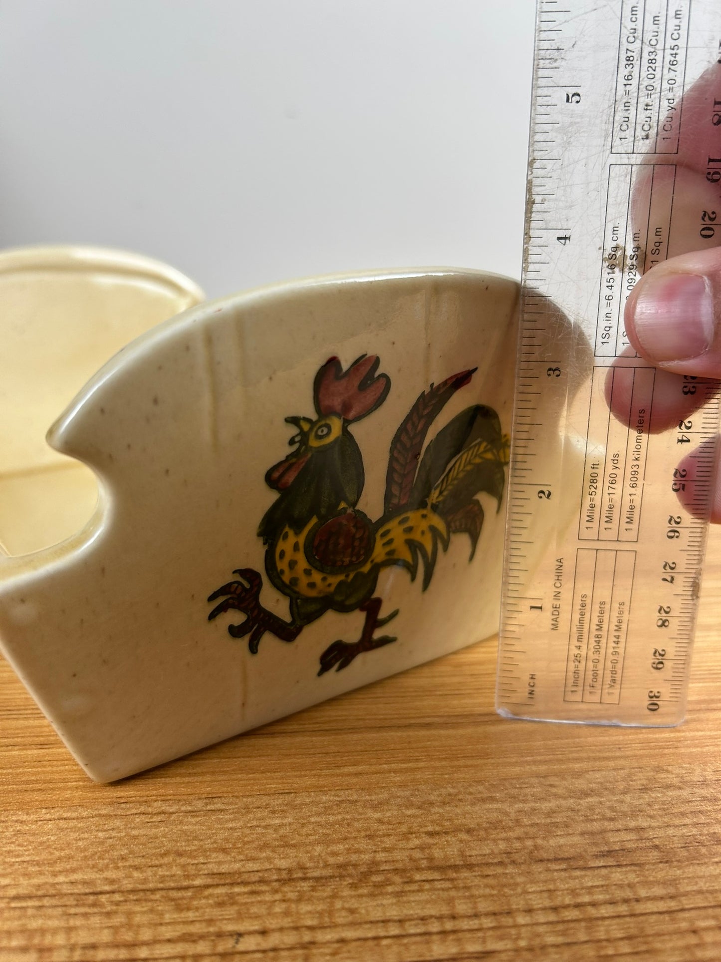 Metlox Poppytrail Mid Century Modern Green Rooster Bread Server 10” Long