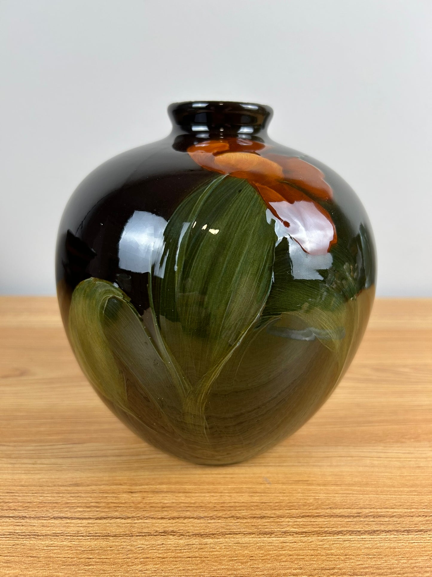 Weller Louwelsa Bulbous Art Pottery Vase Hand Painted Floral Artwork
