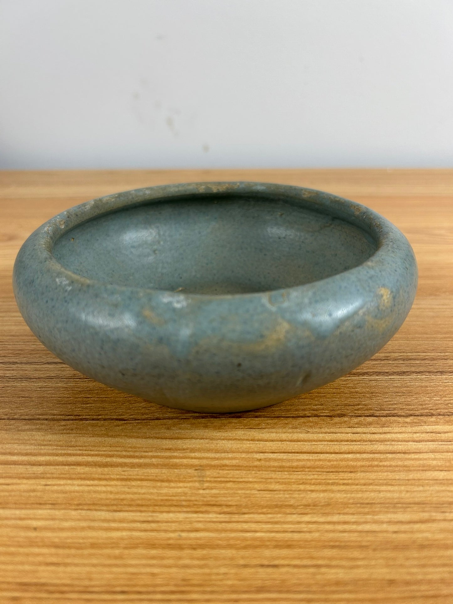 Zanesville Stoneware Art Pottery Early Gray Low Bowl Stamped 5