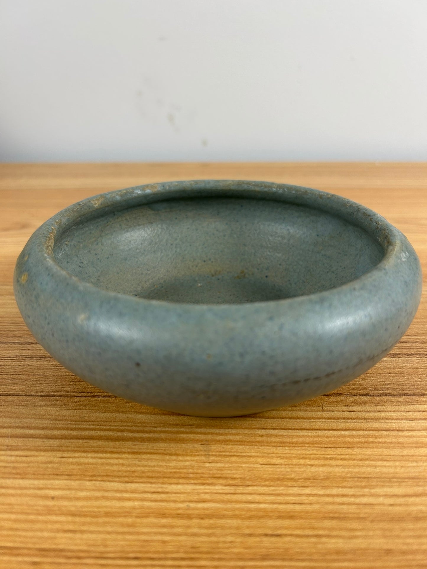 Zanesville Stoneware Art Pottery Early Gray Low Bowl Stamped 5