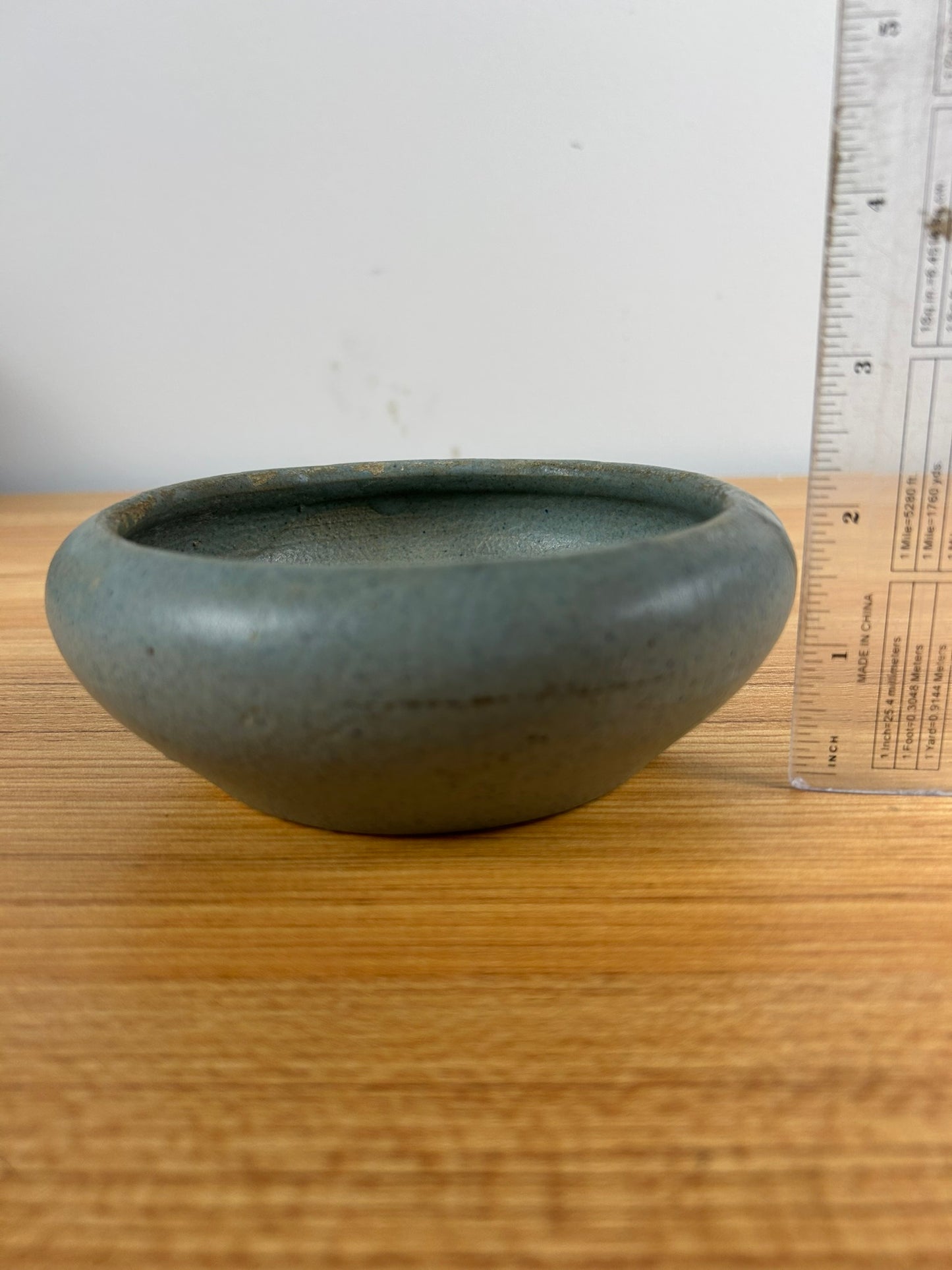 Zanesville Stoneware Art Pottery Early Gray Low Bowl Stamped 5