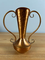 Vtg Gregorian Hammered Copper Tulip Shaped Dual Handles Vase Made in the US 6”