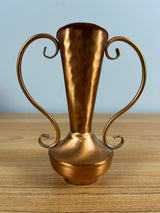 Vtg Gregorian Hammered Copper Tulip Shaped Dual Handles Vase Made in the US 6”