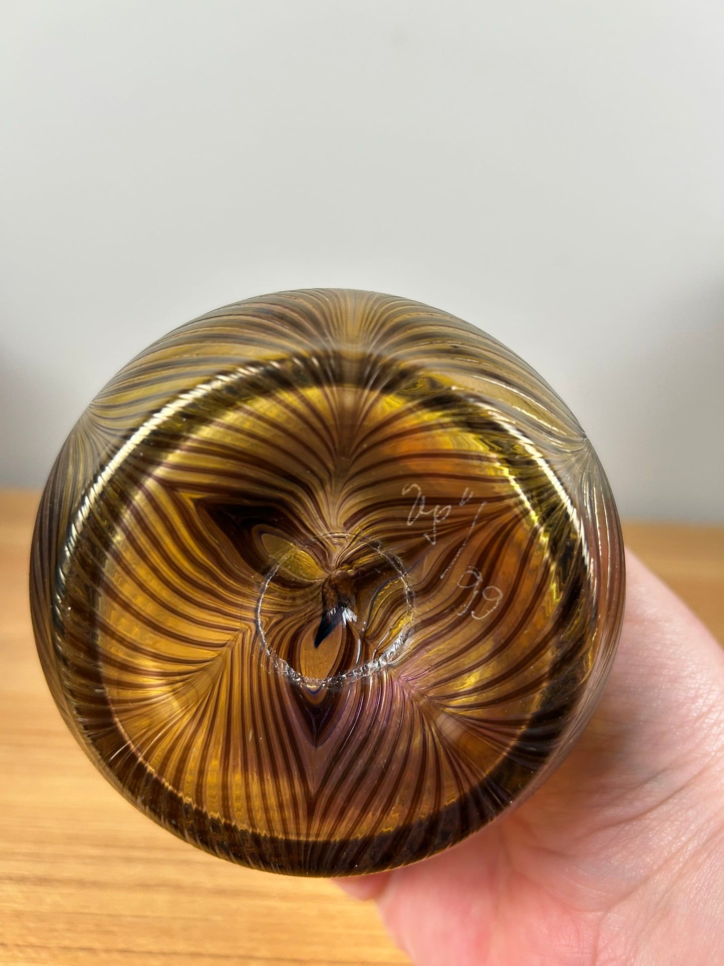 Vaclav Stepanek Czech Bohemian Iridized Pulled Feather Art Glass Vase Loetz Style
