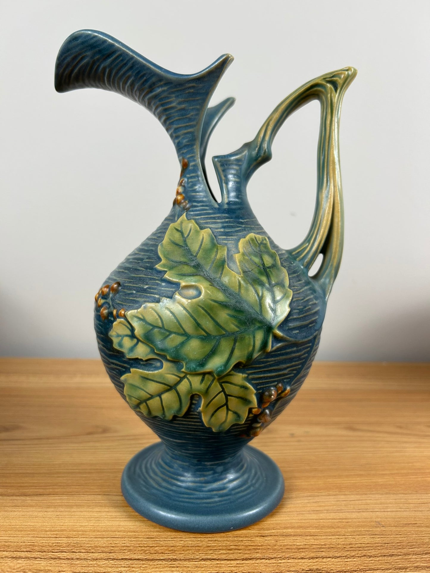 Roseville Art Pottery Bushberry Blue Ewer/ Pitcher #2-10’’ 1941