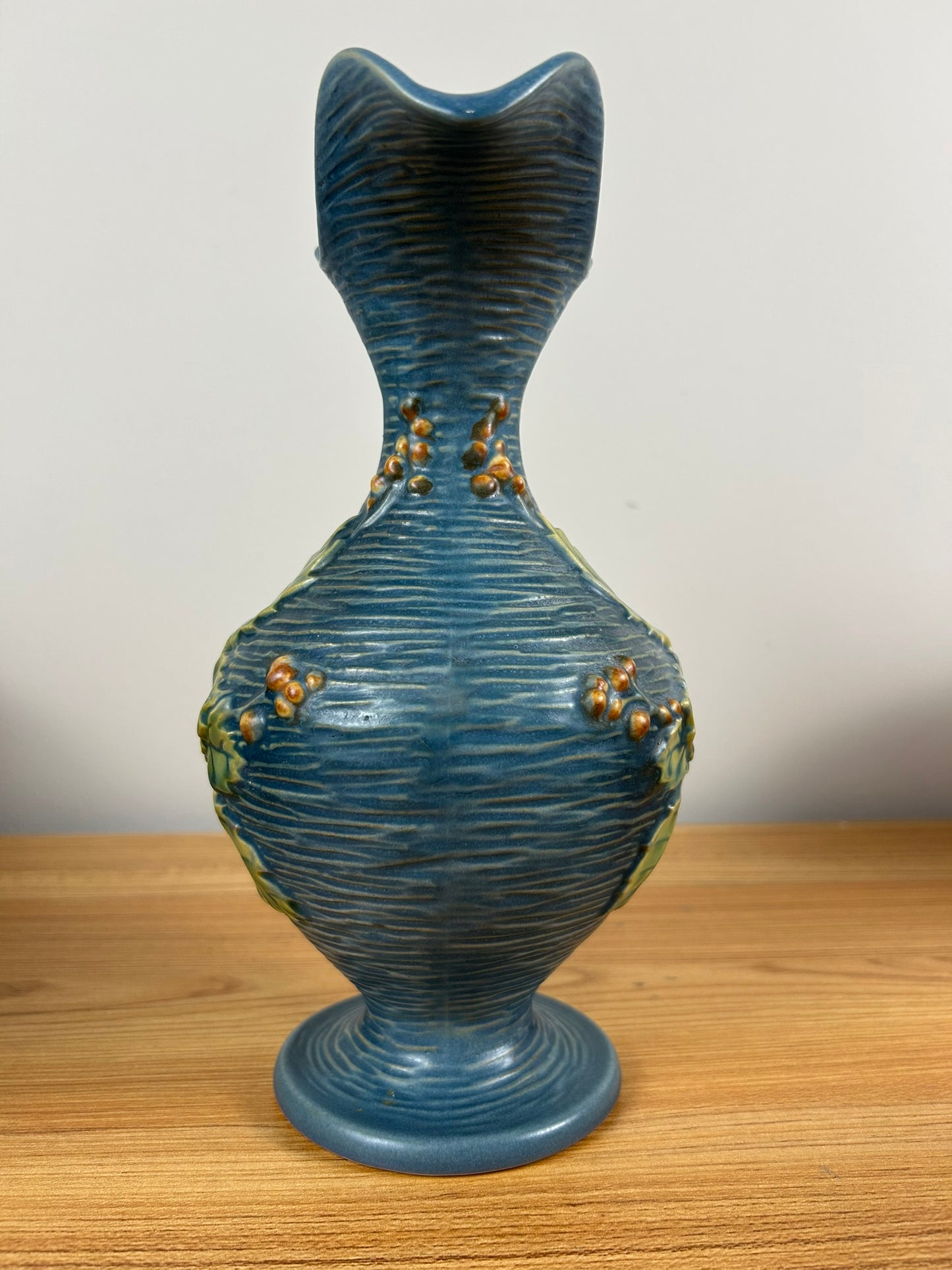 Roseville Art Pottery Bushberry Blue Ewer/ Pitcher #2-10’’ 1941