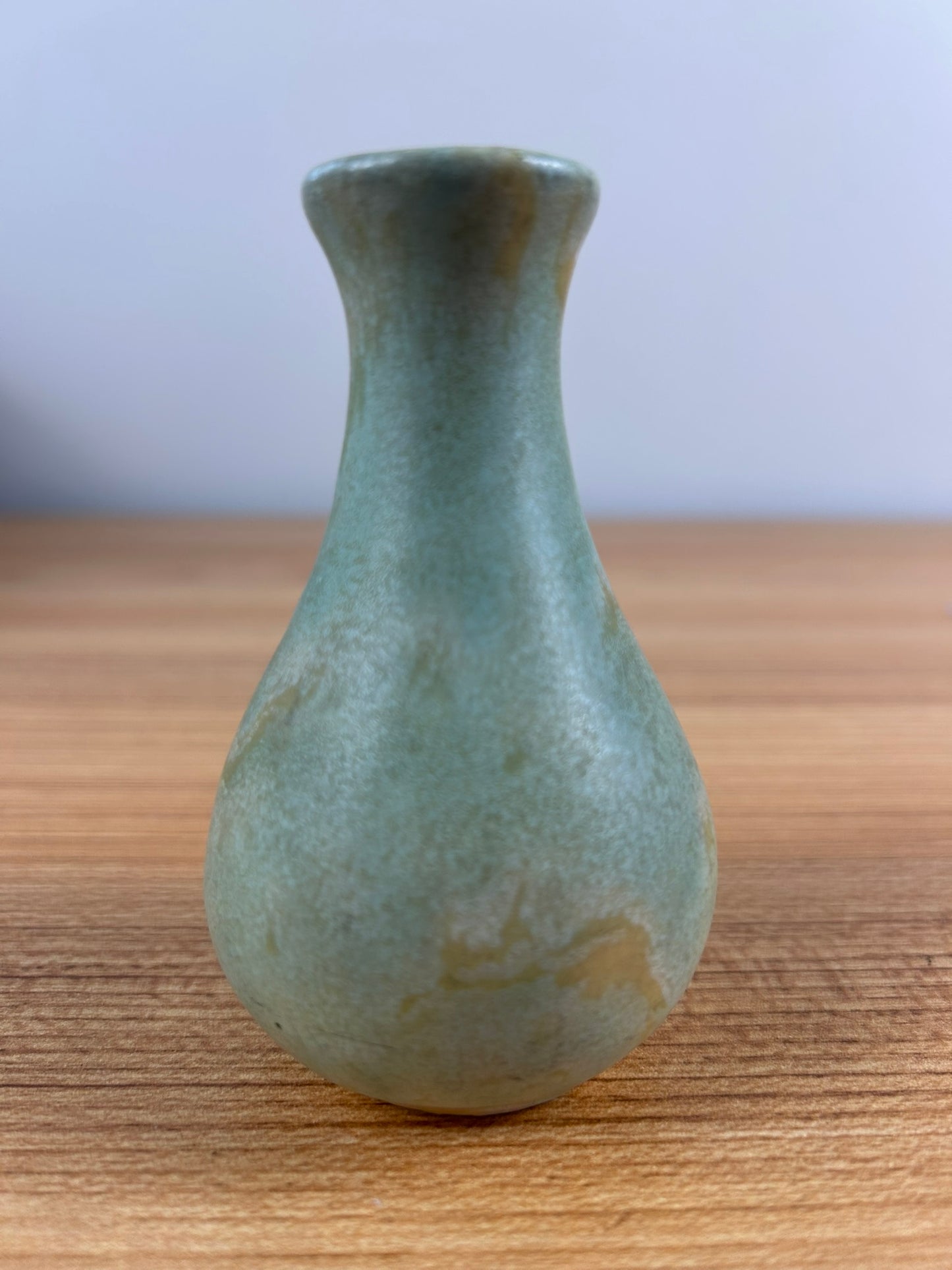Camark 1920's Art Pottery Small Vase Orange Green Overflow Variant Bud Vase