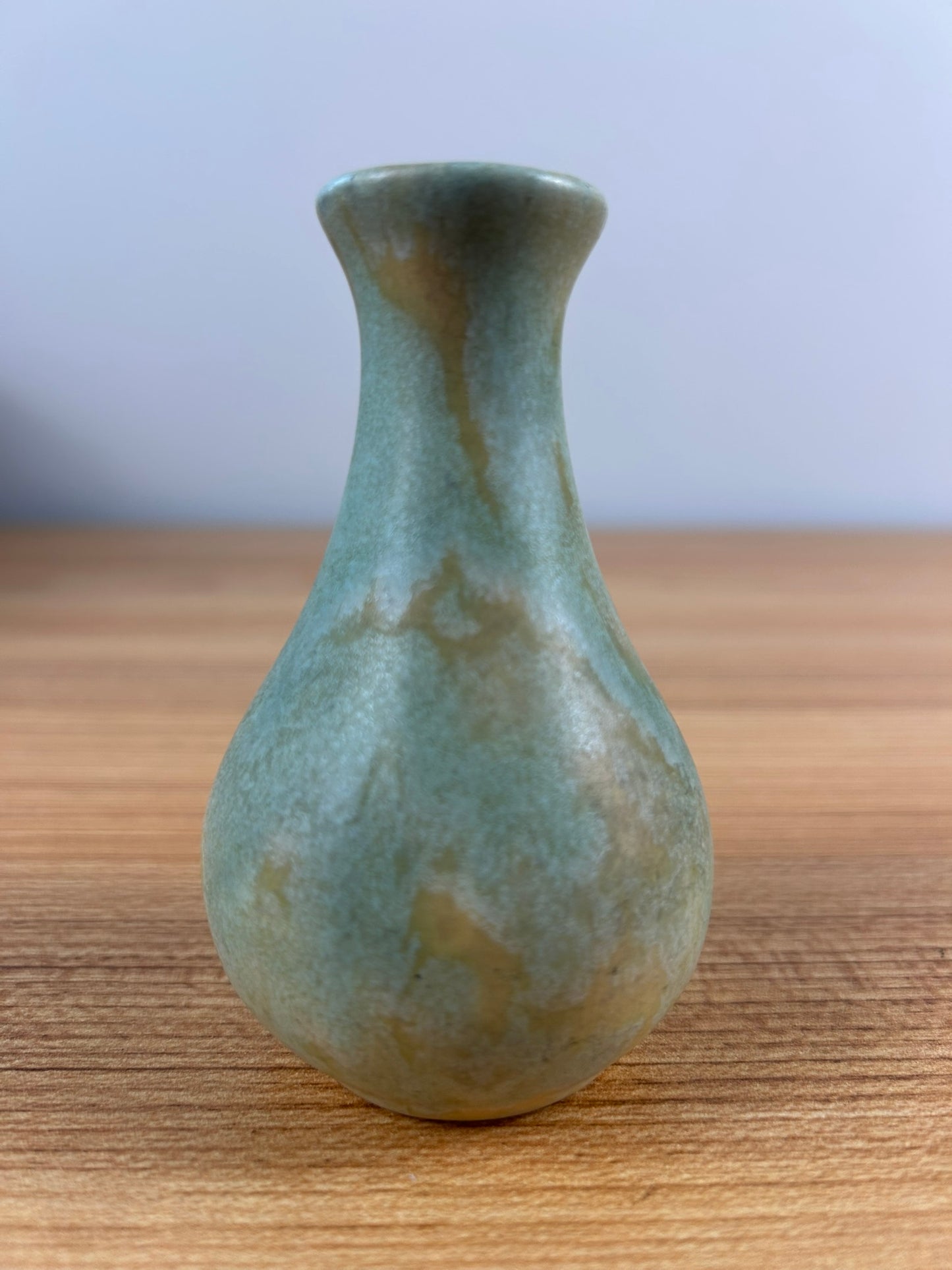 Camark 1920's Art Pottery Small Vase Orange Green Overflow Variant Bud Vase