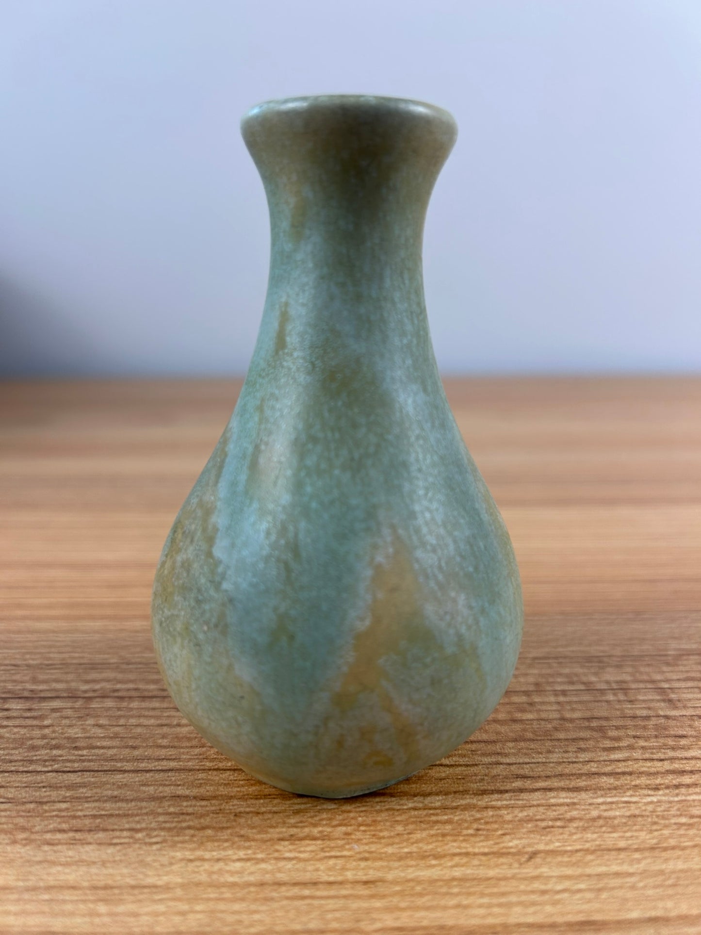 Camark 1920's Art Pottery Small Vase Orange Green Overflow Variant Bud Vase