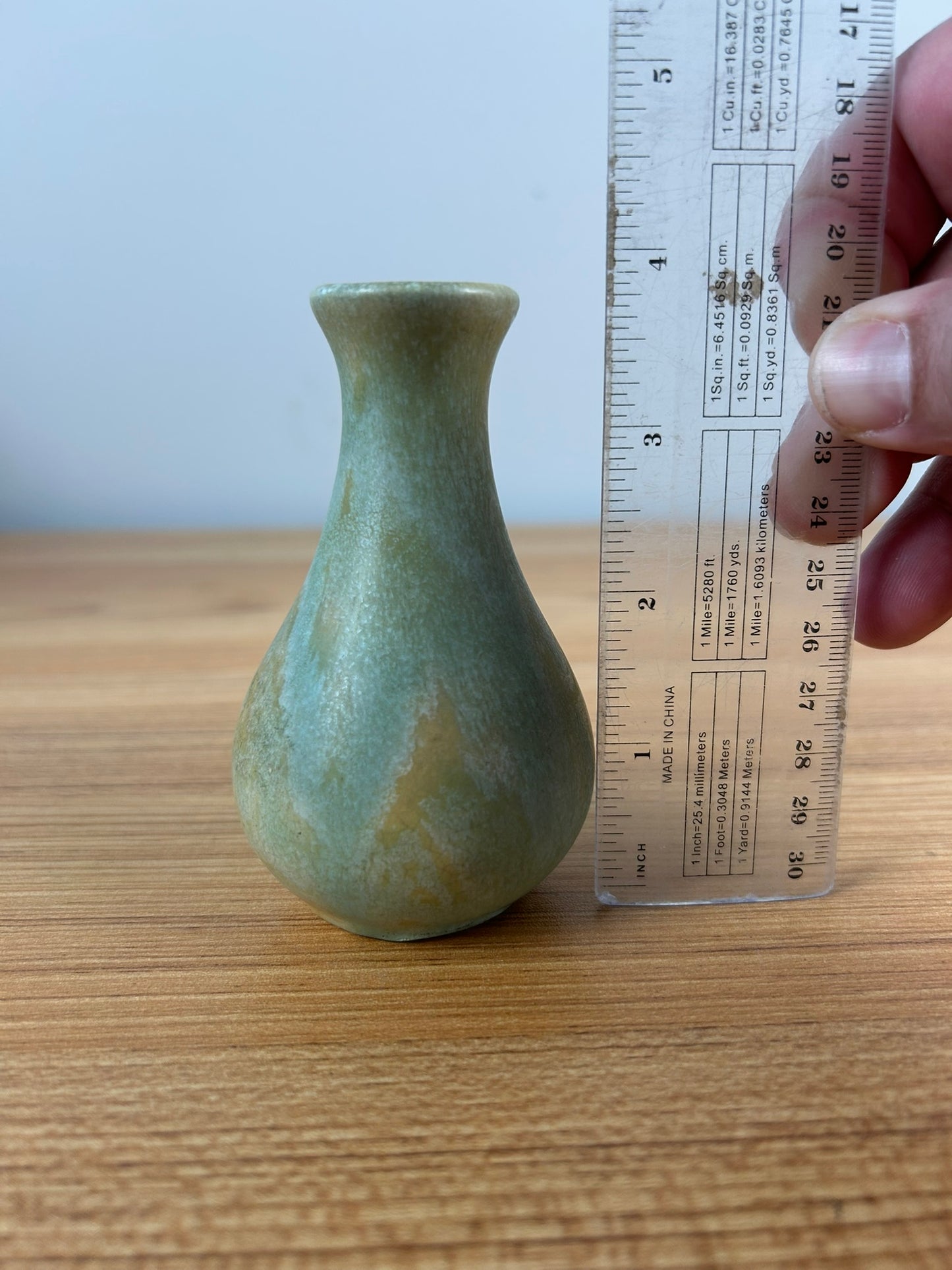 Camark 1920's Art Pottery Small Vase Orange Green Overflow Variant Bud Vase