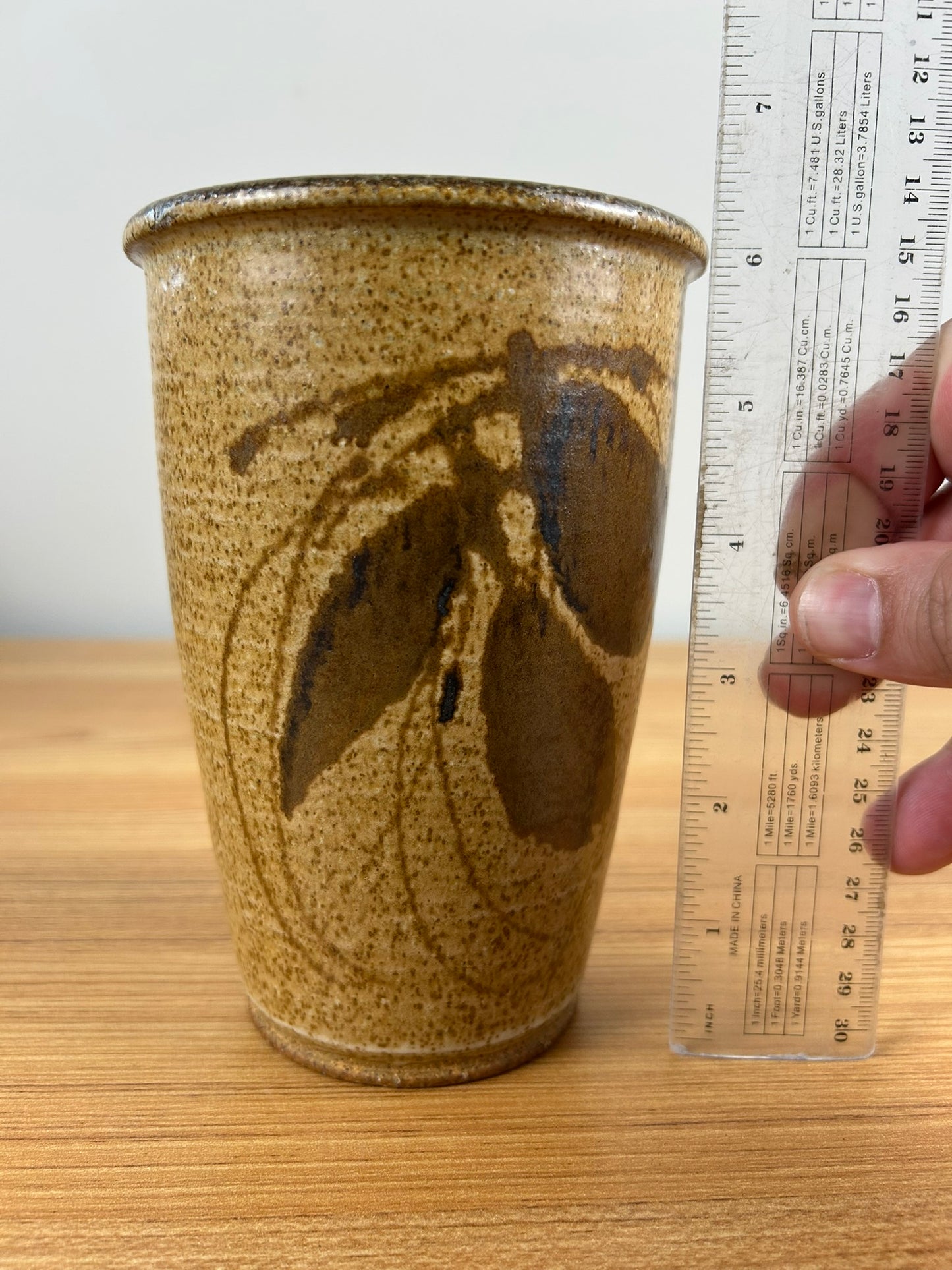 Margie Emerson Mid Century Art Pottery Brown Abstract Vase