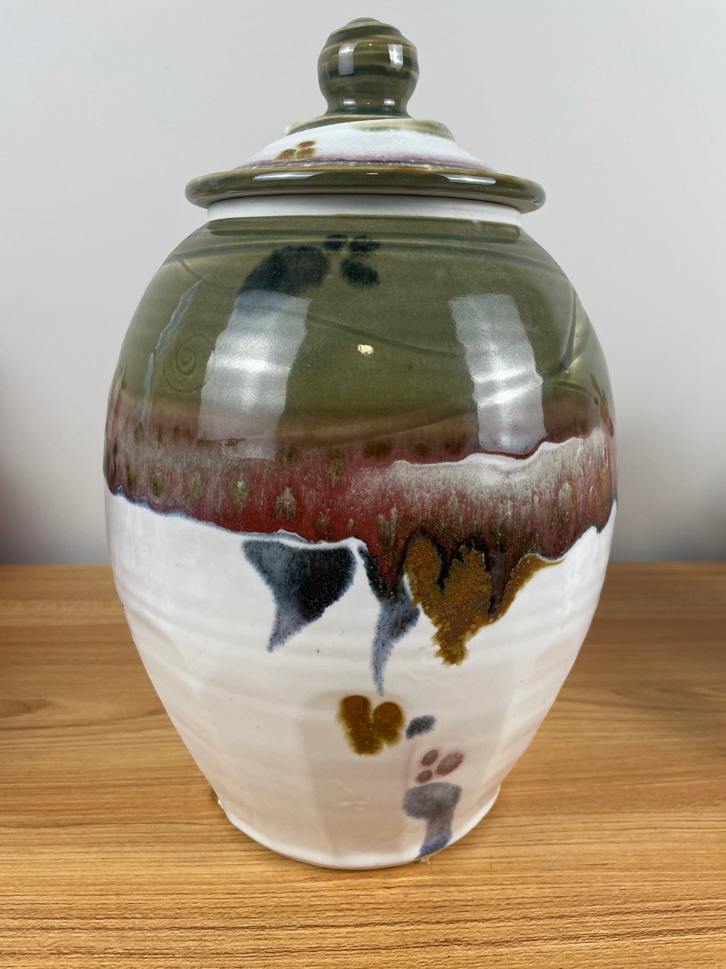 Michael Crumb 1994 Signed Studio Pottery Lidded Vase / Urn 11½" Tall