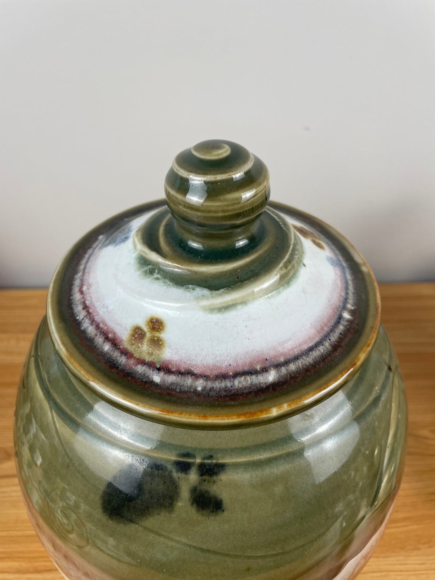 Michael Crumb 1994 Signed Studio Pottery Lidded Vase / Urn 11½" Tall