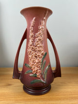 Roseville Pink Foxglove 1942 Double Handled Art Deco Pottery Vase 51-10"