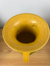 Roseville Yellow Peony 1940s Art Deco Pottery Double Handled Peony Vase 66-10