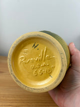 Roseville Yellow Peony 1940s Art Deco Pottery Double Handled Peony Vase 66-10