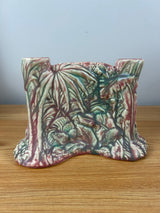 Weller Marvo 1920s Art Pottery Rare Pink & Green Glaze Double Bud Vase