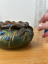 Ephraim Faience Art Pottery 2014 Limited Edition Holiday Wreath Bowl #9 / 75