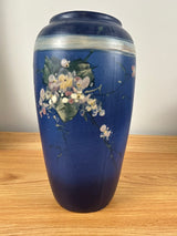 Weller Hudson 1920s Vintage Art Pottery Hand Painted Blue Floral Vase