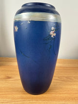 Weller Hudson 1920s Vintage Art Pottery Hand Painted Blue Floral Vase