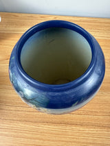 Weller Hudson 1920s Vintage Art Pottery Hand Painted Blue Floral Vase