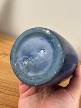 Weller Hudson 1920s Vintage Art Pottery Hand Painted Blue Floral Vase