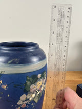 Weller Hudson 1920s Vintage Art Pottery Hand Painted Blue Floral Vase