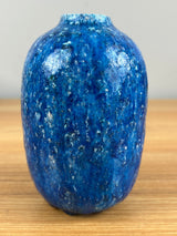Edmond Lachenal French 1920s Art Pottery Thick Mottled Blue Ovoid Vase