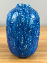Edmond Lachenal French 1920s Art Pottery Thick Mottled Blue Ovoid Vase