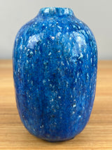 Edmond Lachenal French 1920s Art Pottery Thick Mottled Blue Ovoid Vase