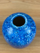 Edmond Lachenal French 1920s Art Pottery Thick Mottled Blue Ovoid Vase