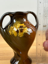Roseville Pottery Rozane Standard Glaze Floral Twisted 2 handle Vase #874
