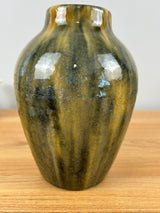 Peters and Reed (Zane) Art Pottery Black and Yellow Mottled Glaze 7.5" Vase