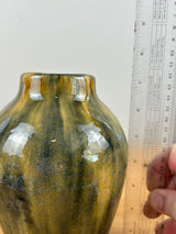 Peters and Reed (Zane) Art Pottery Black and Yellow Mottled Glaze 7.5" Vase