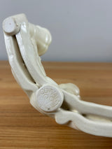 Cowan Pottery 1930s Art Deco Ivory Triple Candle Holder Curved Swirling Design