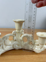 Cowan Pottery 1930s Art Deco Ivory Triple Candle Holder Curved Swirling Design