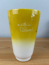 MCM Matthew Adams Vivid Yellow Vase Eskimo Man Alaska Signed 6.5 Inches