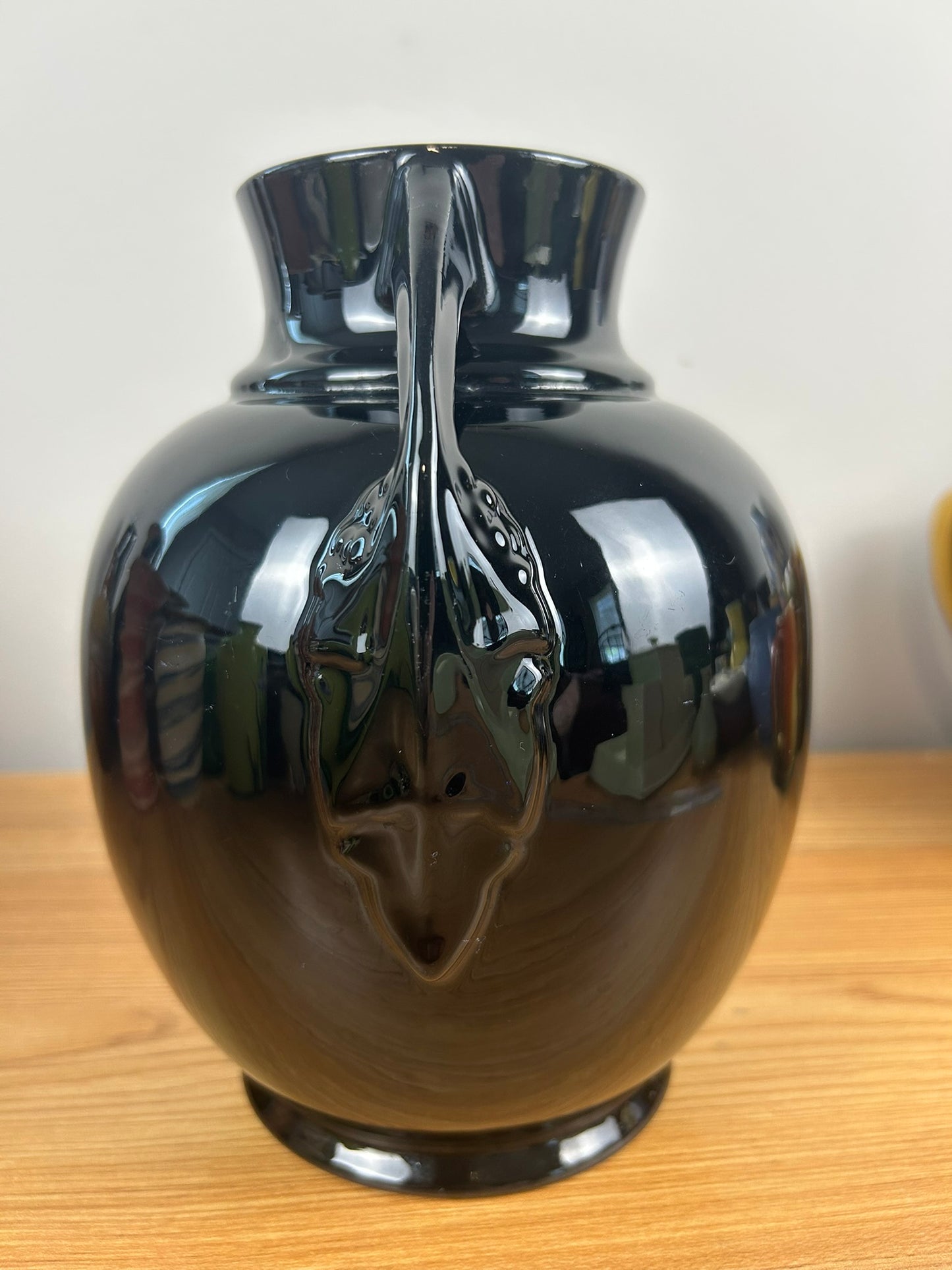 Roseville RoseCraft Black Double Handled 8.5 inch Vase Tuscany Mold