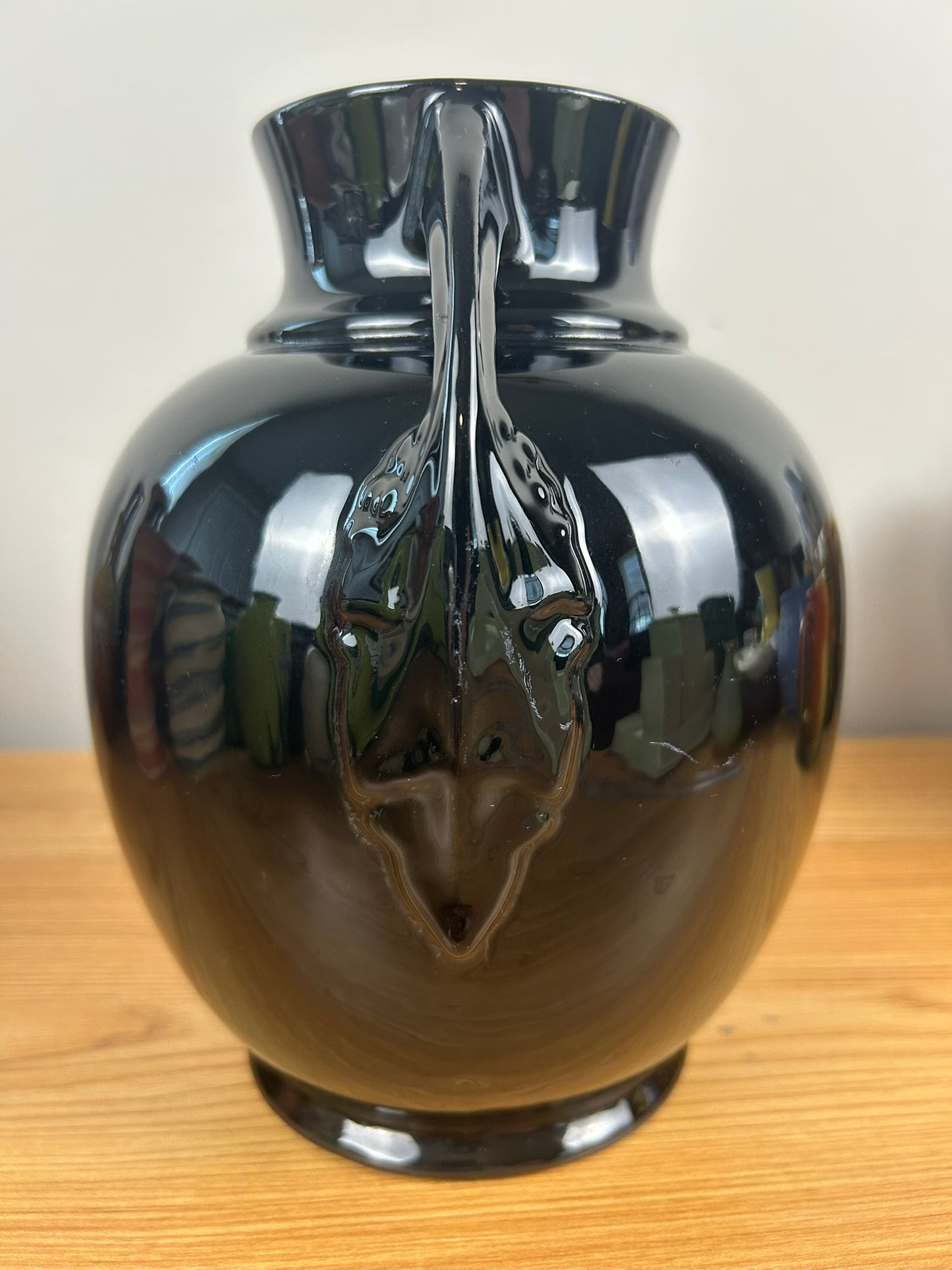 Roseville RoseCraft Black Double Handled 8.5 inch Vase Tuscany Mold