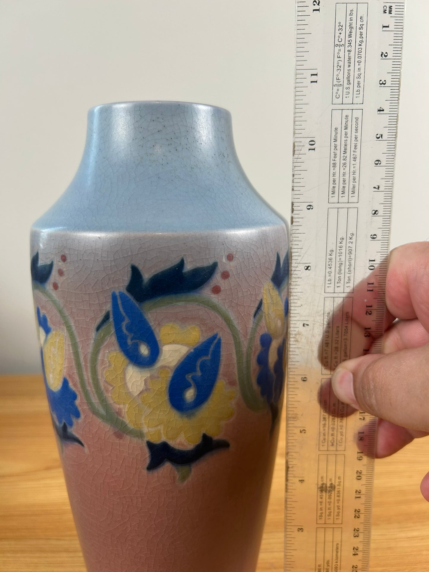 Rookwood Pottery 1916 Bright Floral Banded Velum 10.5" Vase 946 Arthur Conant