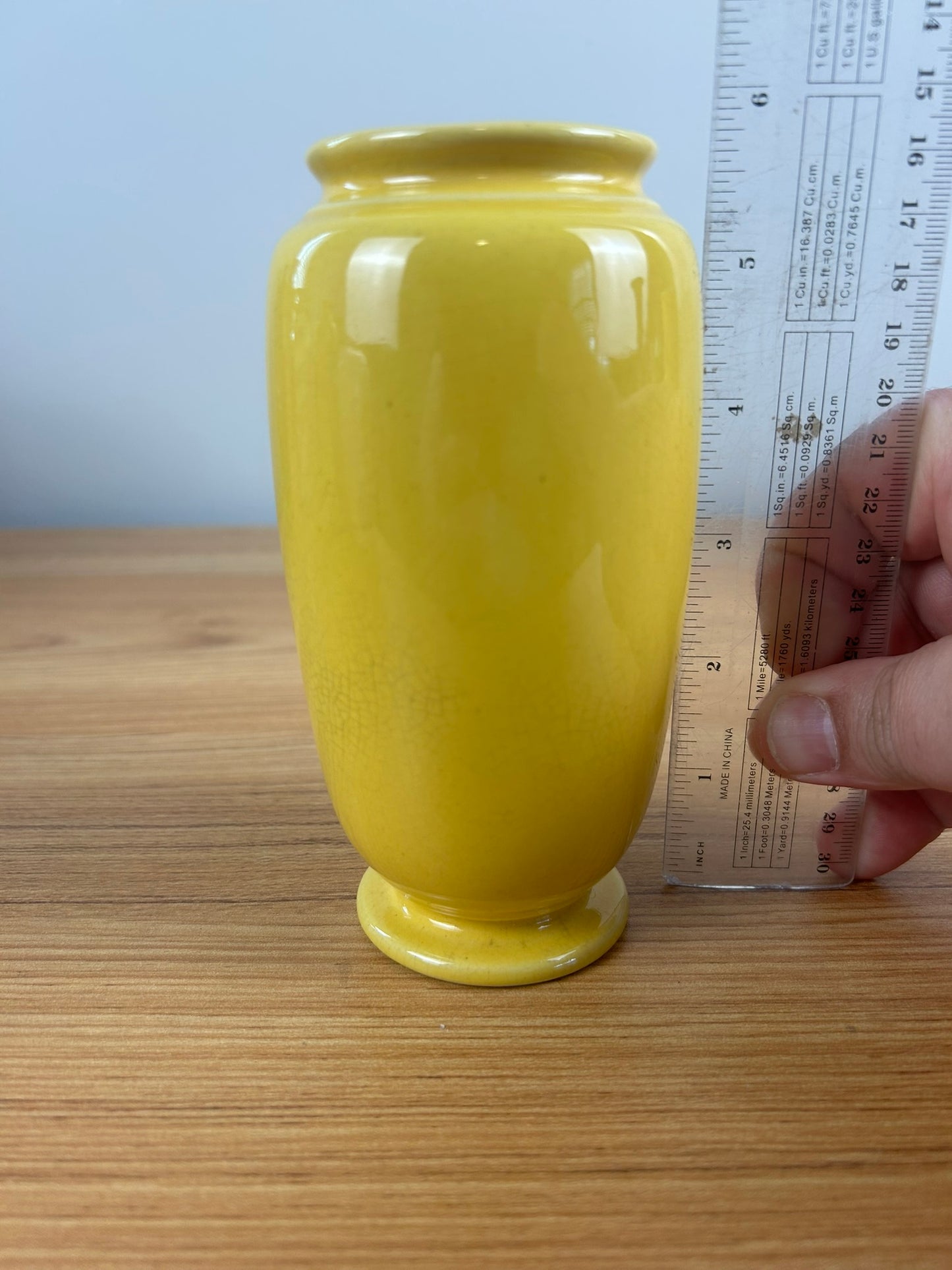 Roseville RoseCraft Yellow Slender Cabinet Vase 5.75 Inches Tall