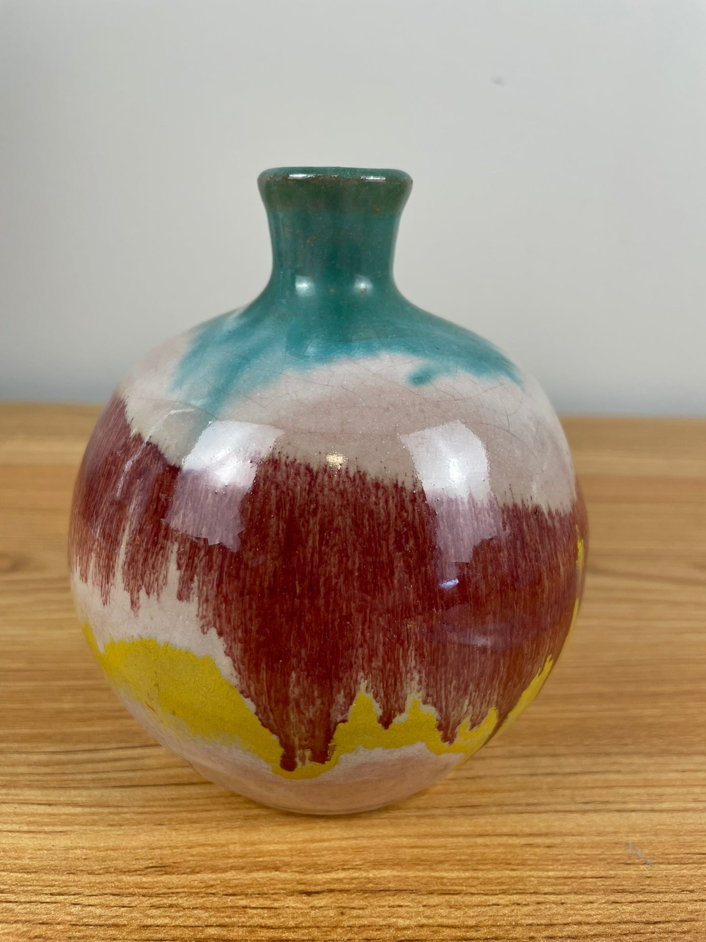 CC Cole Multicolored Drip Green Mini Jug Appx 5"H North Carolina Pottery