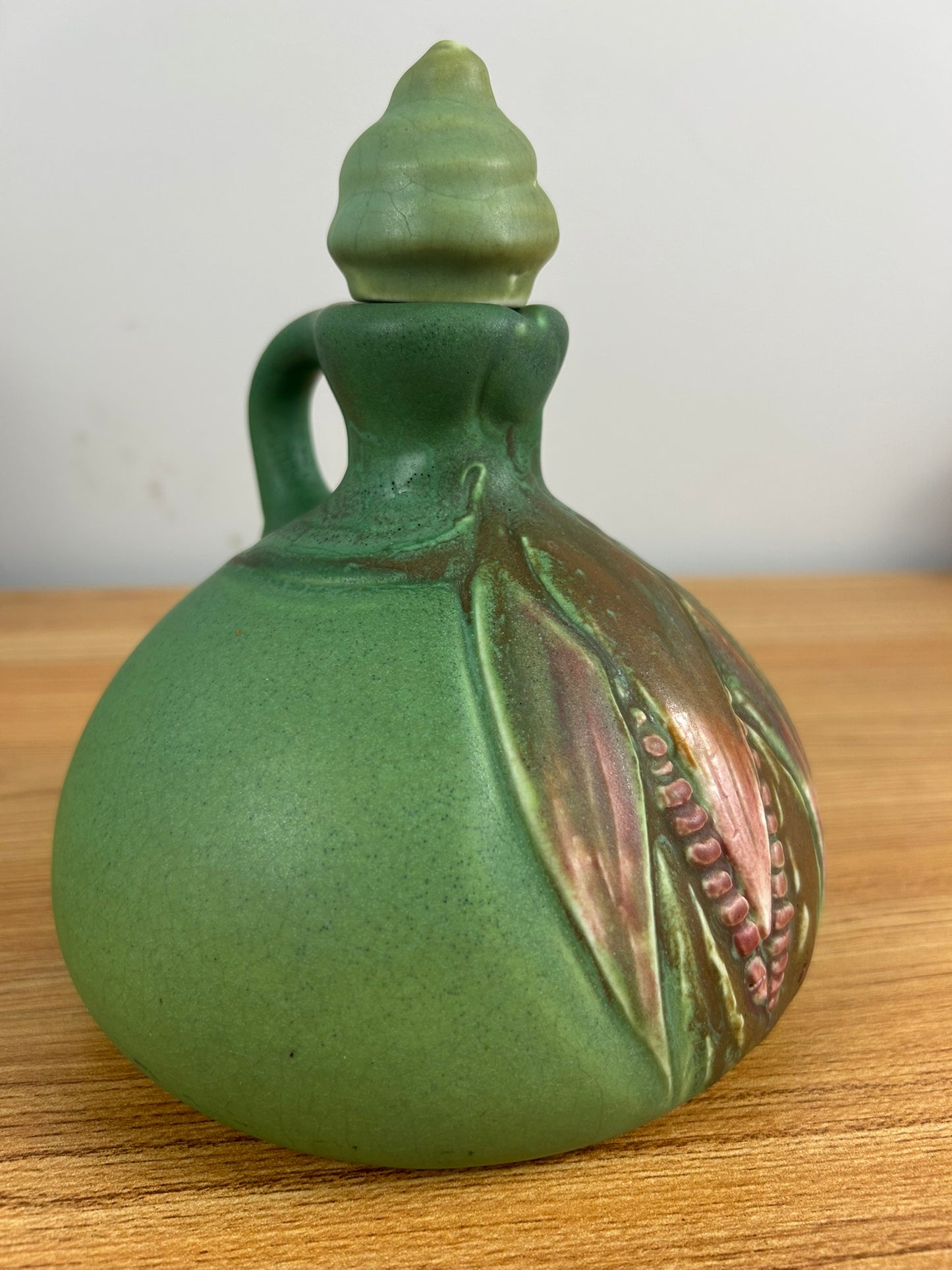Rookwood Pottery Rose Fechheimer 1905 Matte Green Corn Jug 889C With Stopper