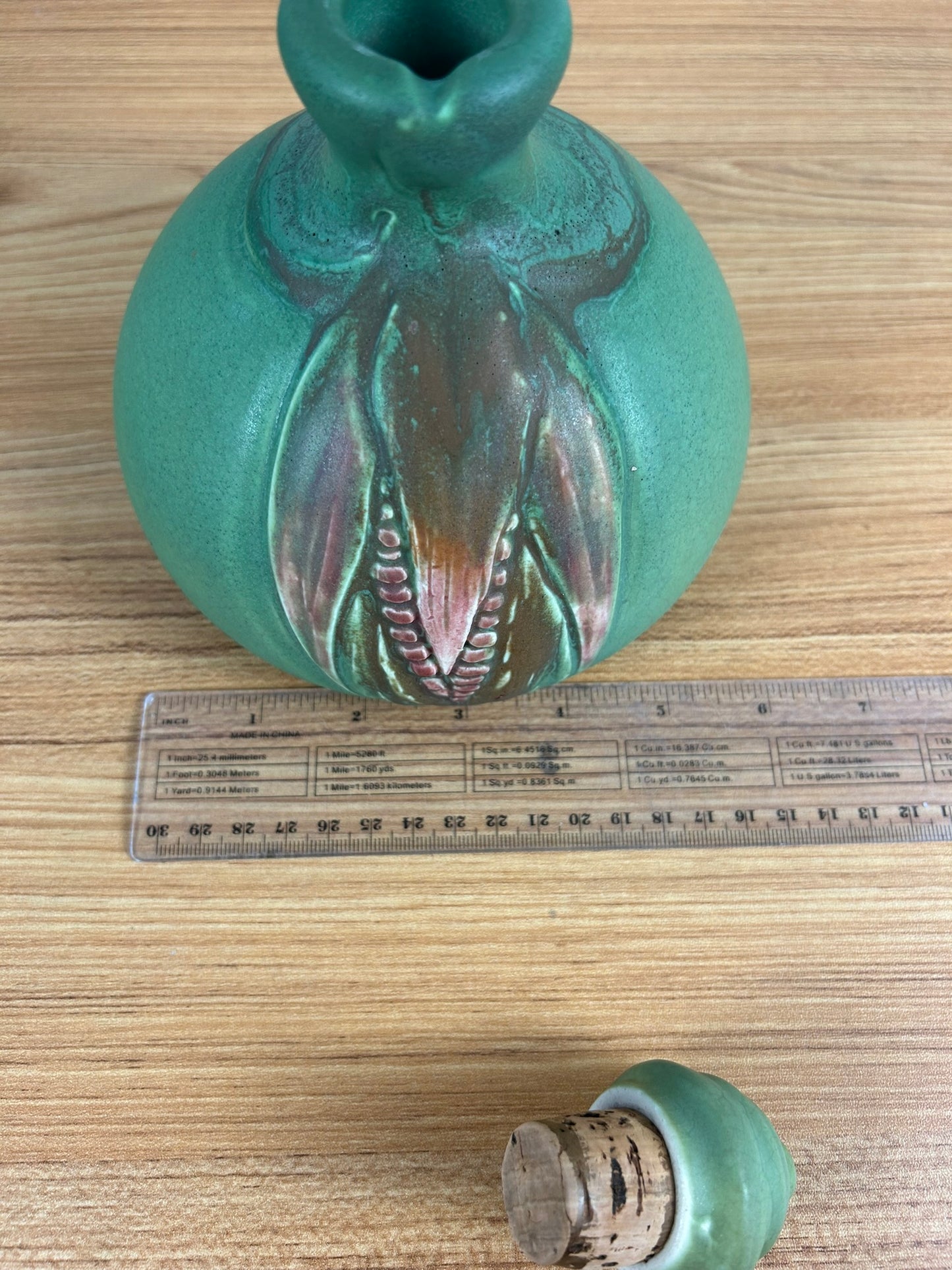 Rookwood Pottery Rose Fechheimer 1905 Matte Green Corn Jug 889C With Stopper