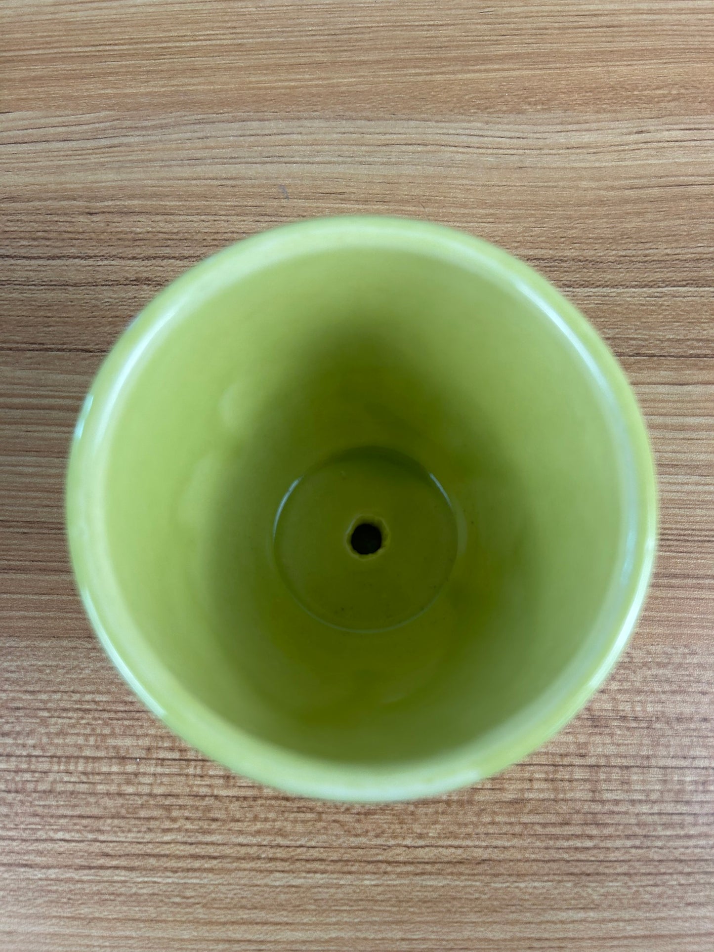 McCoy 1961 Vintage Beaded Chartreuse 5 1/4"" Vintage Flower Pot Planter Saucer