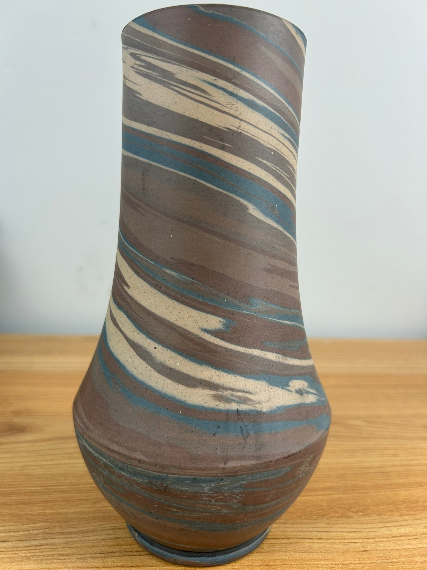 Niloak Art Pottery 8.25" Blue Brown Mission Swirl Vase, Arkansas