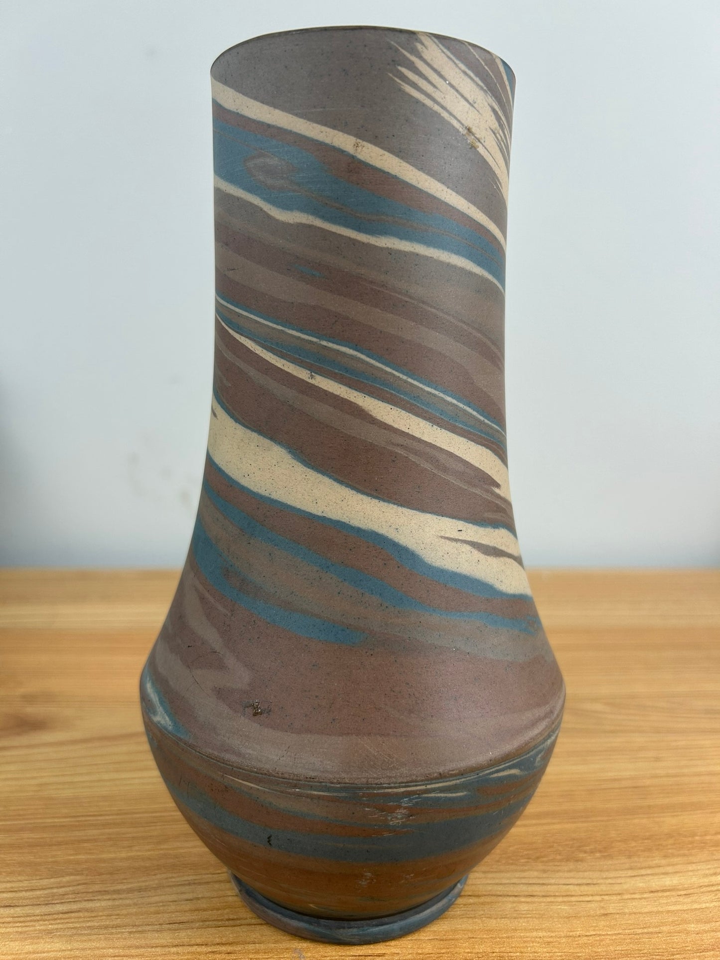 Niloak Art Pottery 8.25" Blue Brown Mission Swirl Vase, Arkansas
