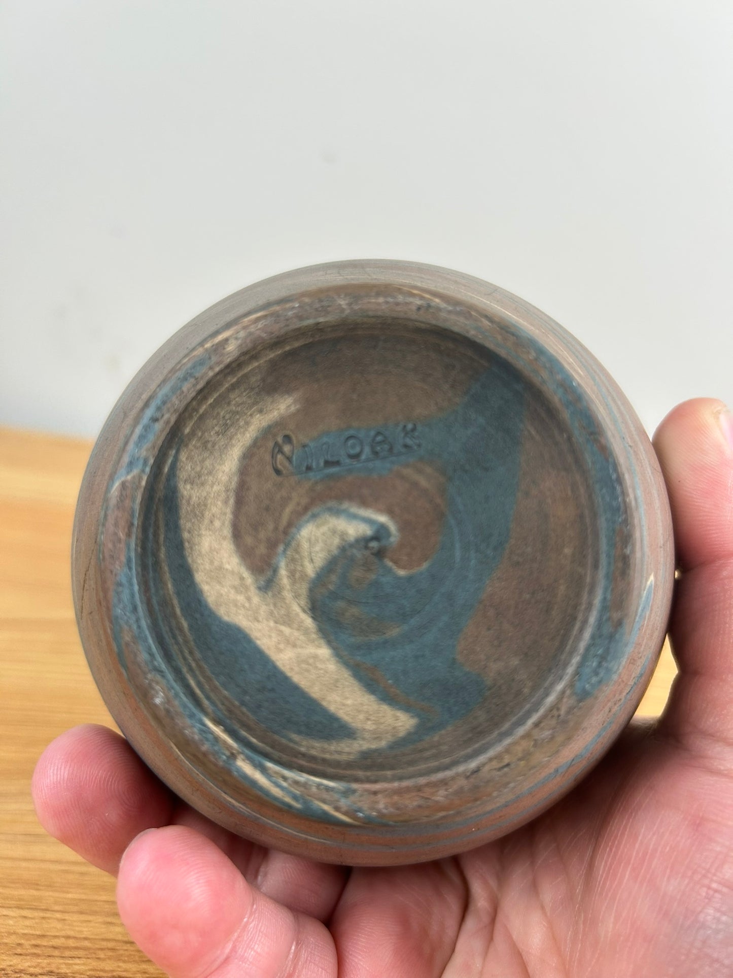 Niloak Art Pottery 8.25" Blue Brown Mission Swirl Vase, Arkansas