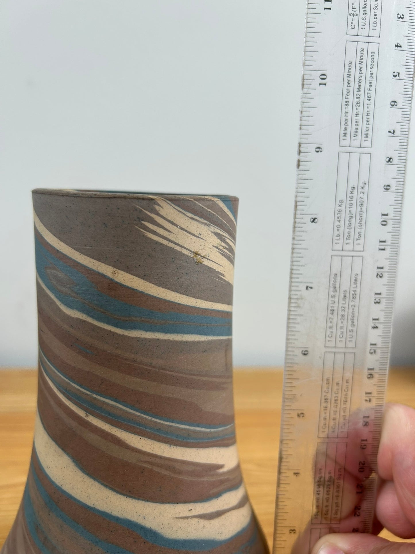 Niloak Art Pottery 8.25" Blue Brown Mission Swirl Vase, Arkansas